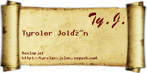 Tyroler Jolán névjegykártya